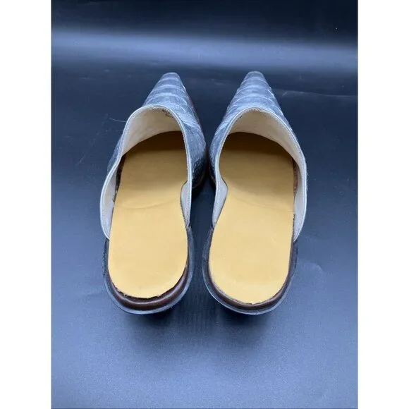 $1k 6.5 C Wide back At The Ranch Metallic Silver Cowgirl Mules Boots Santa Fe - Picture 5 of 8